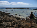 At a volcanic rocky beach